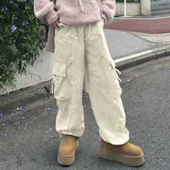 Vintage Bow Patchwork Cargo Pants