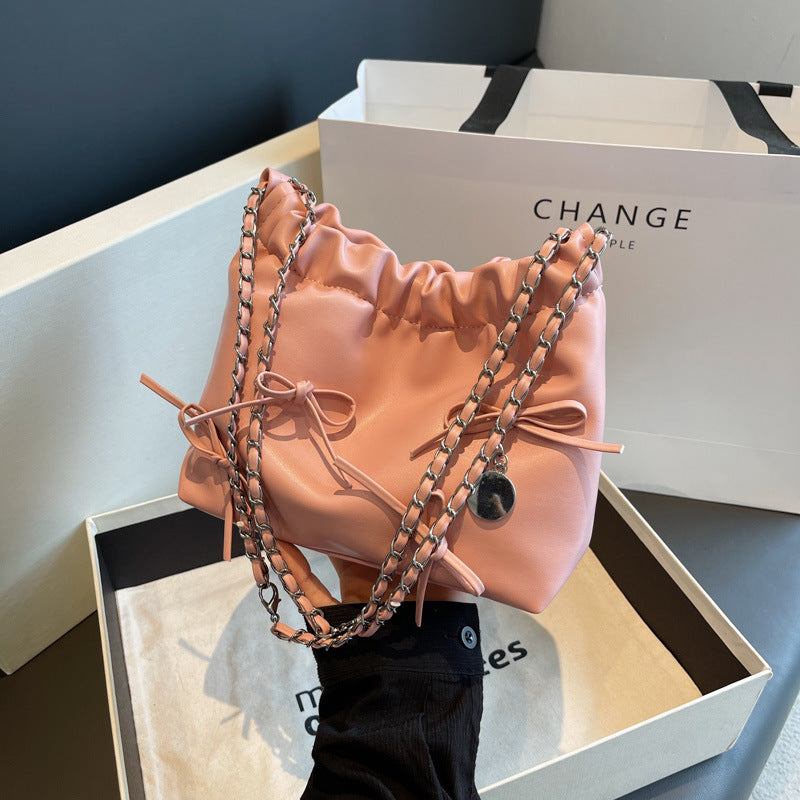 Coquette Bow Tie Leather Shoulder Bag - fairypeony