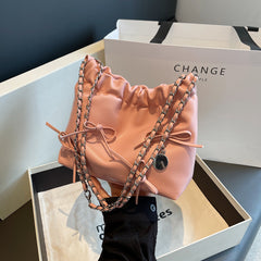 Coquette Bow Tie Leather Shoulder Bag - fairypeony