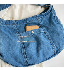 Vintage Washed Denim Crossbody Bag