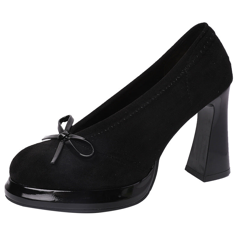 Retro Buckle Heeled Mary Jane Shoes - fairypeony