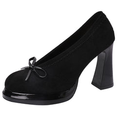 Retro Buckle Heeled Mary Jane Shoes - fairypeony