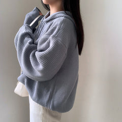 Solid Color Oversized Hooded Sweater