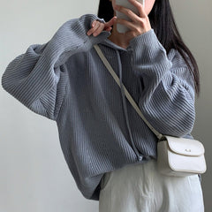 Solid Color Oversized Hooded Sweater