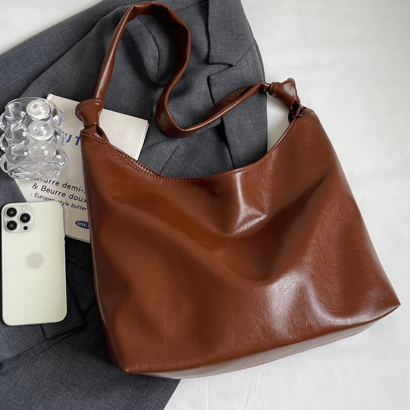 Large Capacity Pu Leather Shoulder Bag - fairypeony