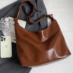 Large Capacity Pu Leather Shoulder Bag - fairypeony