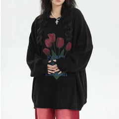 Tulip Jacquard Loose Sweater - fairypeony