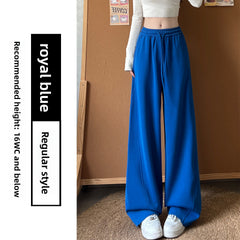 Curved Hem High-Waist Wide-Leg Sweatpants – Soft Cotton Blend Casual Trousers in Regular & Extended Length