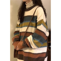 Vintage Striped Fuzzy Oversized Sweater