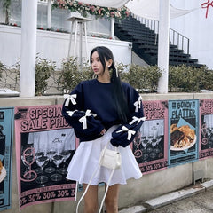 Spring New Women's Round Neck Loose Bow Sweater - fairypeony