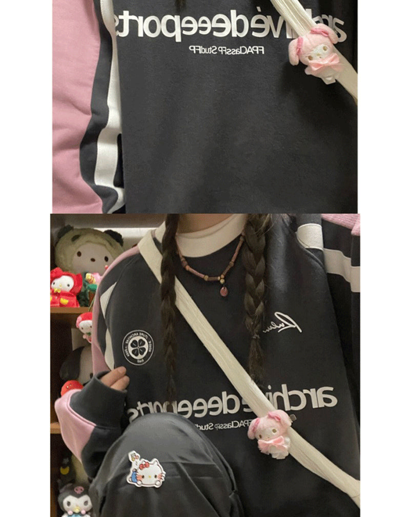 Contrast Color Raglan Sweatshirt - fairypeony