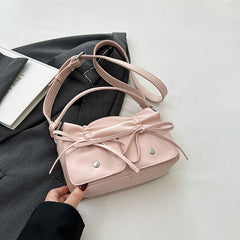 The Rosette Ribbon Leather Shoulder Bag - fairypeony