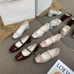Aesthetic Mary Jane Medium Heel Shoes - fairypeony