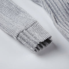 Vintage Zip Up Rib Knitted Hoodie