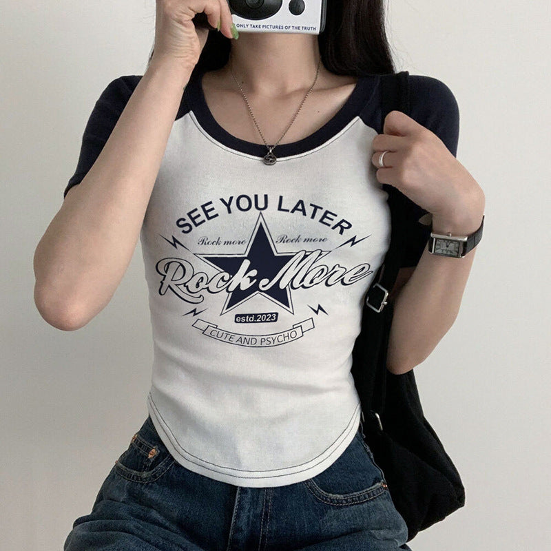 Vintage Star Raglan Short Sleeve Tee - fairypeony