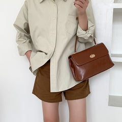 Vintage Oil Wax Pu Leather Handbag
