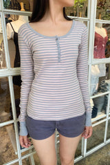 Long Sleeve Striped Print Knit Shirt