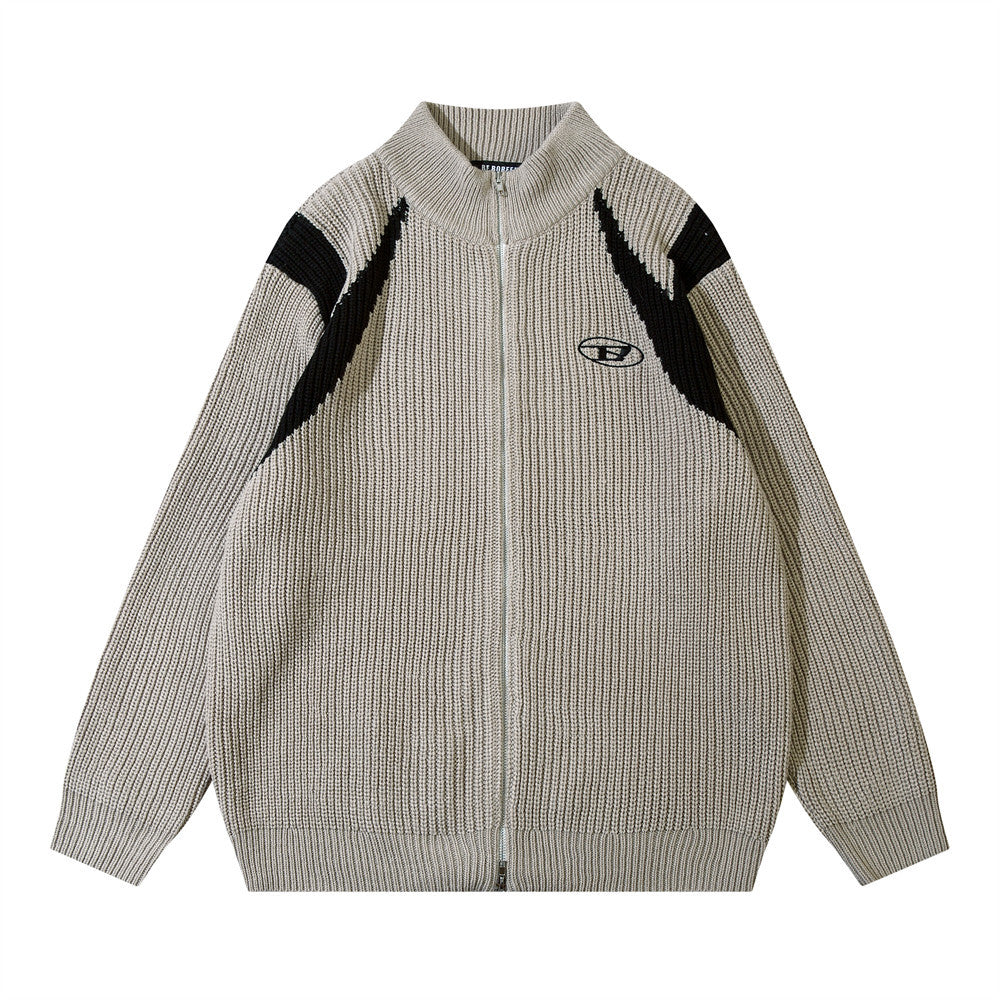 Patchwork Oversized Zip Up Cardigan - fairypeony