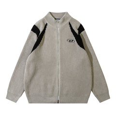 Patchwork Oversized Zip Up Cardigan - fairypeony
