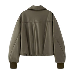 Womens Motorcycle Style Leather Cotton Coat