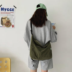 Washed Large Canvas Crossbody Bag - fairypeony