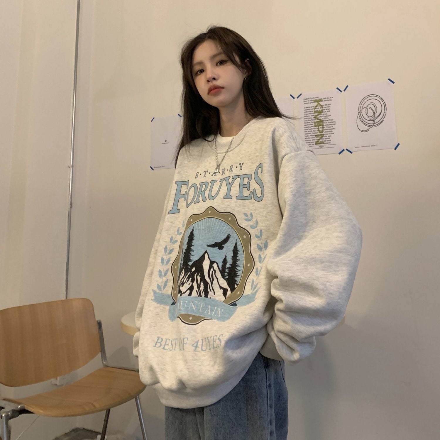 Vintage Mountains Graphic Oversized Sweatshirt - fairypeony