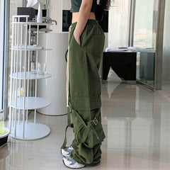 Elastic Waist Straight Leg Cargo Pants