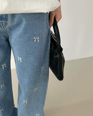 Vintage Embroidered Bow Boyfriend Jeans