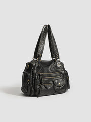 Vintage Bronze Multi-Zipper Motorcycle Bag - fairypeony