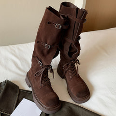 Motorcycle Belted high Boots