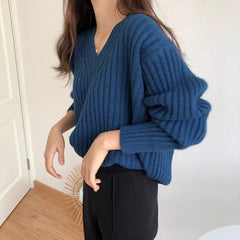 Vintage V-Neck Striped Sweater