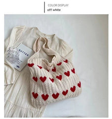The Sweetheart Satchel Knitted Tote Bag - fairypeony