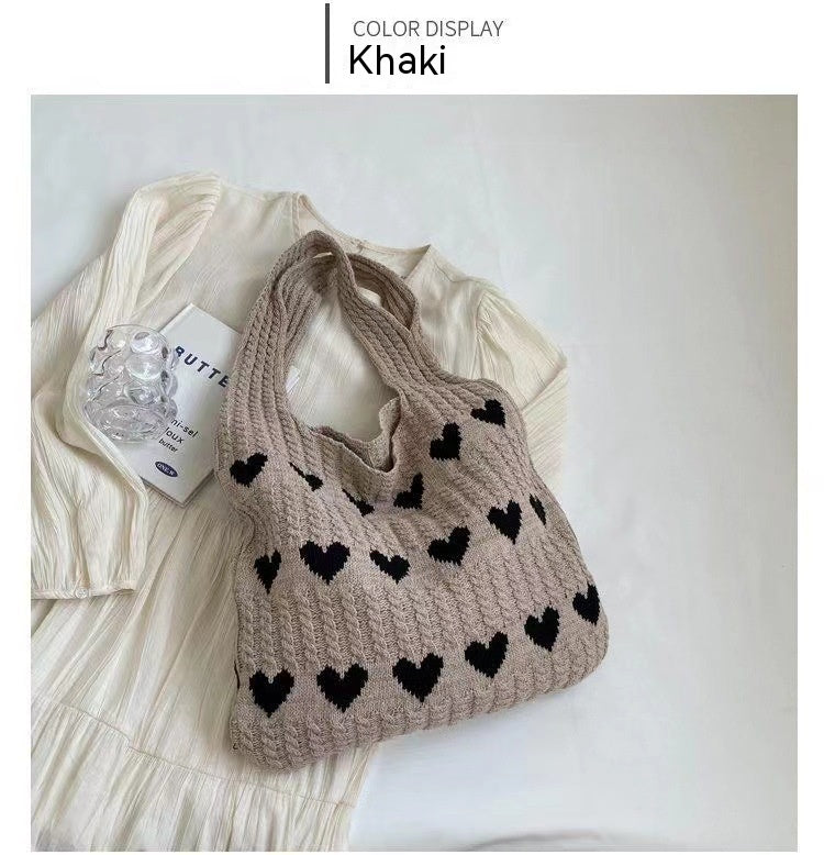The Sweetheart Satchel Knitted Tote Bag - fairypeony