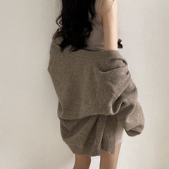 Solid Color V-Neck Oversized Old Money Cardigan