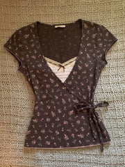 Floral-print fitted T-shirt