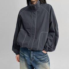 Gorpcore Seam Detail Splice Turtleneck Jacket - fairypeony