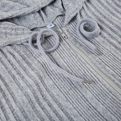 Vintage Zip Up Rib Knitted Hoodie