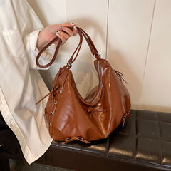 Side Lace Up Bow Pu Leather Backpack