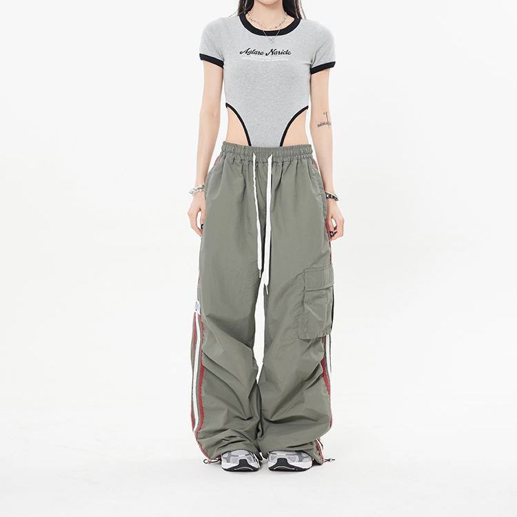 Vintage Side Striped Baggy Cargo Sweatpants - fairypeony