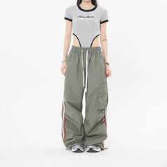 Vintage Side Striped Baggy Cargo Sweatpants - fairypeony