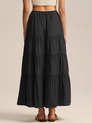 Womens High Waist Long Skirt with Lace-Up Back