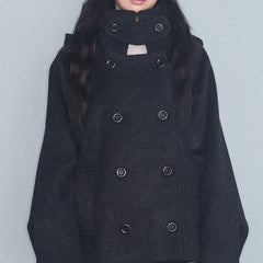 Double-Breasted Hooded Coat – Korean Style Loose Woolen Lapel Winter Coat - fairypeony