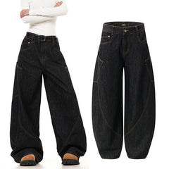 American Retro Style Loose Wide-Leg Denim Trousers