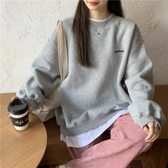 Letter Embroidery Oversized Sweatshirt - fairypeony