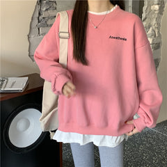 Letter Embroidery Oversized Sweatshirt - fairypeony