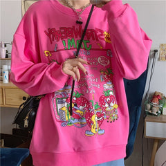 Strawberry Jam Print Oversized Sweatshirt