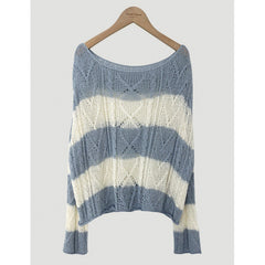 Vintage Cable Knit Striped Loose Knitted Tee