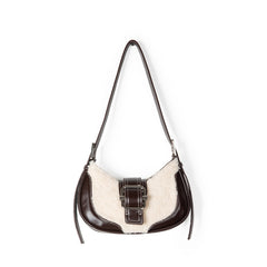 Buckled Strap Pu Leather Shoulder Bag - fairypeony