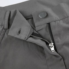 Zipper Pocket High Waist Cargo Pants - fairypeony