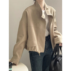 Solid Color Oversized Button Jacket - fairypeony